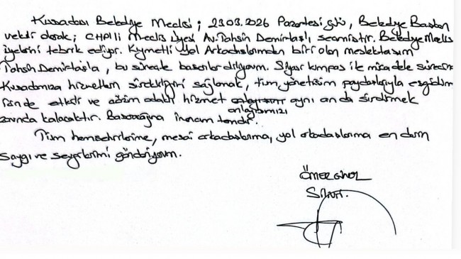 BAŞKAN ÖMER GÜNEL’DEN VEKİL TAHSİN DEMİRTAŞ’A TEBRİK MESAJI